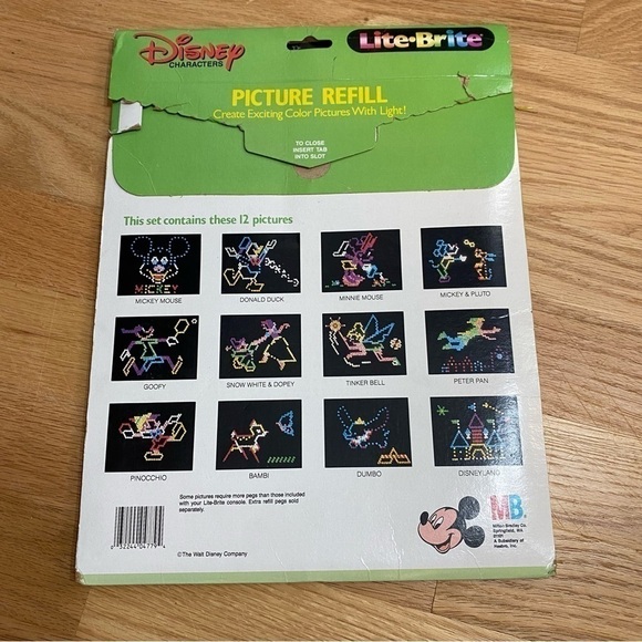 Vintage Disney Lite Brite Refill Packet Mickey Mouse Tinkerbell Donald Duck - Picture 4 of 4